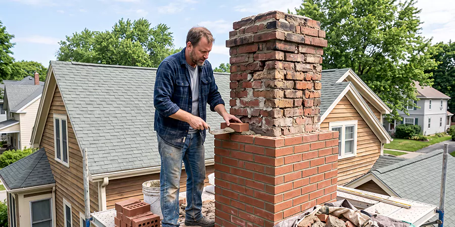 Old and Crumbling Brick Chimney Rebuild Torrance